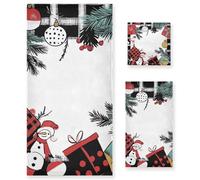 WDdZzyy Merry Christmas Box Red Nutcrackers Tree Head to toe Face Towel Set 3 Pezzi, 1 Asciugamano da Bagno 1 Asciugamano 1 Panno per la Casa Cucina Famiglia