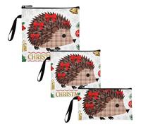 WDdZzyy Merry Christmas Hedgehog 3 pezzi riutilizzabili bambini snack borse multiuso scuola pranzo borse per bambini studenti adulti cibo