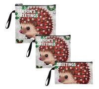 WDdZzyy Merry Christmas Hedgehog, confezione da 3 sacchetti riutilizzabili per sandwich e snack, multiuso, per donne e ragazze