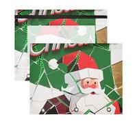 WDdZzyy Merry Christmas - Sacchetti per matite con Babbo Natale, colore rosso e verde, con 3 anelli, formato A4, confezione da 2 pezzi, per insegnanti e aule