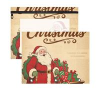 WDdZzyy Merry Christmas - Sacchetti per raccoglitori con Babbo Natale, 3 fori, 3 fori, per lettere di carta A4, confezione da 2 pezzi