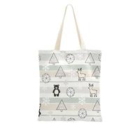 WDdZzyy Merry Christmas Snowflake and Bear Borse in tela a righe per le donne per le donne con tasche con manici riutilizzabili borse in tela regali sfusi