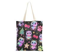 WDdZzyy Merry Christmas White Panda Canvas Tote per le donne con tasche con manici borse di tela riutilizzabili regalo di compleanno all'ingrosso