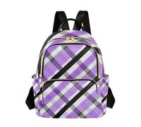 WDdZzyy Nero Bianco Viola A Scacchi Plaid 14 Pollici multiuso borsa zaino per le donne moda per affari
