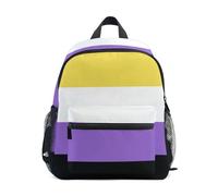 WDdZzyy Non-binary Pride Flag Nb Nonbinary Pride Lgbt zaino per bambini borsa per pannolini guinzaglio bookbags con etichetta nome per 2 anni