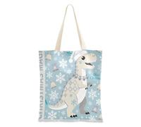 WDdZzyy Nordic Blue Merry Christmas Dinosaur Tote Bag per le donne con tasche con manici riutilizzabili Bulk Canvas Tote Bags Hostess Regali