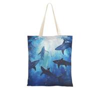 WDdZzyy Ocean Sharks Borsa di tela per le donne per le donne con tasche con manici Borsa di tela riutilizzabile Tote Bag Bulk Cute Gifts