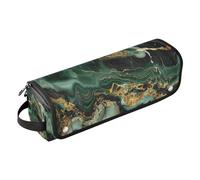 WDdZzyy Organizer 2 in 1 per strumenti per capelli, tappetino resistente al calore, portatile, da viaggio, per ferro arricciacapelli, piastra e asciugacapelli, marmo verde, oro nero, taglia unica