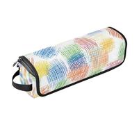 WDdZzyy Organizer per strumenti per capelli 2 in 1 a quadri colorati con cuscinetto resistente al calore, grande custodia da viaggio per ferri da stiro piatti e accessori per la cura dei capelli