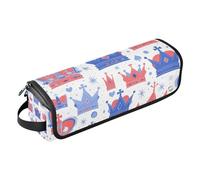 WDdZzyy Organizzatore 2 in 1 per strumenti per capelli, con tappetino resistente al calore, portatile, per raddrizzatori, arricciacapelli, asciugacapelli, rosso, bianco e blu, Corona Union Jack rossa