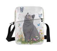 WDdZzyy piccola borsa messenger per le donne Borse a tracolla per le donne piccola borsa a tracolla borsa per viaggio Cinghia regolabile per lo shopping Cartoon British Shorthair Cats