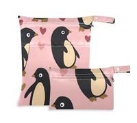 WDdZzyy Pinguino Pesca San Valentino Oro Lavanderia Borsa Lavanderia 2 Pack Borsa per Pannolini Essenziali con Manici per Palestra