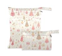 WDdZzyy Pink Merry Christmas Tree - Borsa riutilizzabile per pannolini bagnati, confezione da 2, essenziale da viaggio per bambini, con manici per la spiaggia