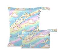 WDdZzyy Planes - Borsa per pannolini con cerniera, motivo a righe, confezione da 2 pezzi, con manici, da viaggio