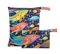 WDdZzyy Psychedelic Sea Animals prop1 Borsa per vestiti da palestra, confezione da 2 borse per pannolini, articoli essenziali con manici, per spiaggia