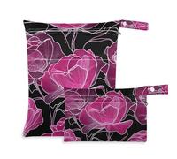 WDdZzyy Roses Peach Black Aesthetics - Borsa da viaggio con cerniera, grande, 2 pezzi, essenziale da viaggio, con manici per viaggi