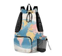 WDdZzyy Sacca da palestra da uomo con coulisse, con tasche, per separare il bagnato e l'asciutto, mappa del mondo