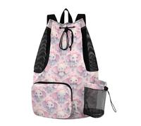 WDdZzyy Sacca da uomo con coulisse, per sport, palestra, con tasca per bottiglia d'acqua, borsa per la scuola, separazione bagnata e asciutta, con fiocco e elefanti, rosa