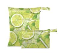 WDdZzyy Sacchetti a prova di disordine per il bambino con manici per il viaggio del succo di limone verde fluorescente, confezione da 2