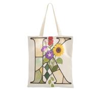 WDdZzyy Sacchetti della spesa di tela della lettera K del fiore di vetro per la spesa regali freddi per le amiche femminili Tote Bag di tela Bulk