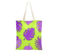 WDdZzyy Sacchetti della spesa di tela di canapa di modo viola della foglia verde fluorescente per la spesa per le donne con tasche con manici borse di tela riutilizzabili regalo di compleanno