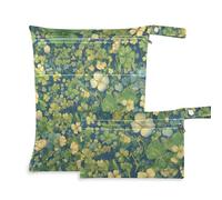 WDdZzyy Sacchetti impermeabili per il giorno di San Patrizio con quadrifoglio verde da viaggio, confezione da 2 sacchetti bagnati per costume da bagno con manici per piscina