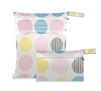 WDdZzyy Sacchetti rotondi rotondi a pois grigi lavabili per pannolini, confezione da 2 pezzi essenziali da viaggio per bambini con manici per spiaggia