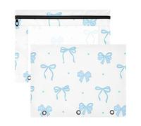 WDdZzyy Sacchetti trasparenti a 3 fori per matite con fiocco blu, per lettere formato A4, confezione da 2, per studenti e casa