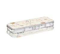 WDdZzyy Scatola per matite a 2 strati con margherite rustiche, colore beige, trasparente, per la scuola, con coperchio a scatto