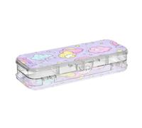 WDdZzyy Scatola per matite a doppio strato, con coperchio a scatto per la scuola, con motivo arcobaleno e stelle, colore: viola e pesca