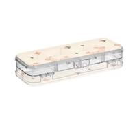 WDdZzyy Scatola per matite a due piani, con lama a forma di lama, colore beige e rosa, trasparente, con chiusura a scatto e coperchio
