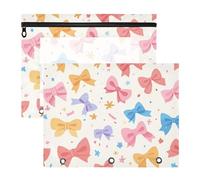 WDdZzyy Scatola per matite con papillon colorato, a 3 fori, per lettere A4, confezione da 2 pezzi, per studenti a casa