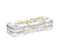 WDdZzyy Scatola per matite in plastica gialla a due piani con gatti esotici in stile cartone animato, custodia trasparente per penne e pennarelli per forniture artistiche con scatto e coperchio