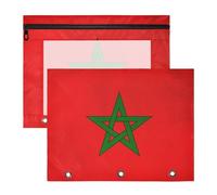 WDdZzyy Scatola portamatite con bandiera del Marocco, multiuso, per raccoglitori a 3 anelli, confezione da 2, per studenti e aule