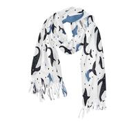 WDdZzyy Scialli e involucri di balena blu e neri del fumetto alla moda Faux Cashmere sciarpe calde regali di Natale per le donne