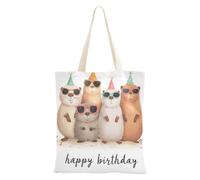 WDdZzyy Semplice Capycara Compleanno Medio Tela Tote per le Donne Con Tasche Con Manici Riutilizzabile Tela Totes Bulk Beach Regali