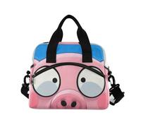 WDdZzyy Simpatica borsa per il pranzo con faccina di maiale in stile cartone animato per bambini con tracolla grande borsa tote per famiglia regolabile