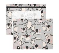 WDdZzyy Simpatici astuccio per matite con koala grigio, con 3 occhielli rinforzati, 3 fori, per raccoglitori a 3 anelli, confezione da 2 per insegnanti a casa