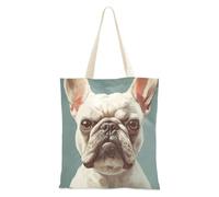 WDdZzyy Simpatico Bulldog francese cani rabbia Tote Bag in tela per le donne con tasche con manici Borse riutilizzabili Tote Bags Bulk Friend Regali di compleanno