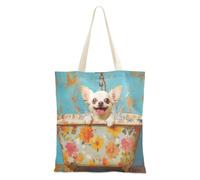 WDdZzyy Simpatico cane chihuahua retrò vasca da bagno da donna in tela tote bag per le donne con tasche con manici borse di tela riutilizzabili regalo di compleanno all'ingrosso