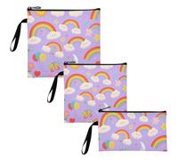 WDdZzyy Simpatico cartone animato arcobaleno viola 3 pezzi riutilizzabili bambini snack borse multiuso borsa per pannolini organizzazione per picnic, lavoro, viaggi ufficio