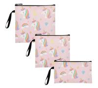 WDdZzyy Simpatico cartone animato bianco arcobaleno unicorni 3 pezzi riutilizzabile viaggio snack borse multiuso borsa per pannolini organizzazione per gli amici del campo e attrezzatura