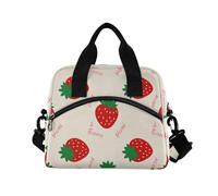WDdZzyy Simpatico cartone animato fragola beige borse per il pranzo per gli uomini con tracolla borse per il pranzo con manici per adolescenti minimalista