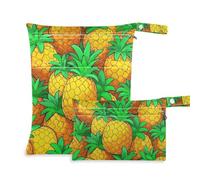 WDdZzyy Simpatico cartone animato frutta ananas prop1 borse per spiaggia confezione da 2 borse bagnate per costume da bagno con manici per yoga