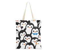 WDdZzyy Simpatico cartone animato pinguino Tote Bag di tela per le donne con tasche con manici riutilizzabile Tote Bag Bulk Cool Regali per le amiche femminili