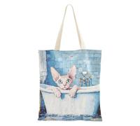WDdZzyy Simpatico Cornish Rex Cats Vintage Vasca da bagno Borsa in tela Tote per le donne con tasche con manici Borse di tela riutilizzabili Bulk Cool Regali per le amiche