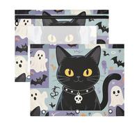 WDdZzyy Simpatico gatto nero fantasmi per Halloween astuccio portatile 3 anelli tasca per 3 anelli raccoglitore 2 pack insegnante ritorno a scuola