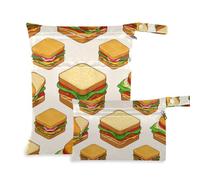 WDdZzyy Simpatico sacchetto per vestiti riutilizzabile a forma di panino con cartoni animati, confezione da 2 pezzi essenziali da viaggio per bambini con manici per fare il bagno
