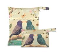 WDdZzyy Simpatico Starling Bird europeo riutilizzabile piccole borse asciutte confezione da 2 pezzi essenziali da viaggio per bambino con manici per asilo nido