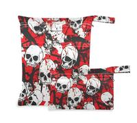 WDdZzyy Skull Red Terrible - Borse impermeabili impermeabili, confezione da 2, essenziali da viaggio per bambini, con manici per viaggi